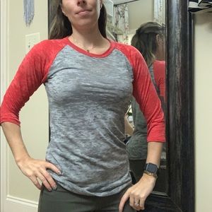 Pure Barre burn out baseball shirt. Small.